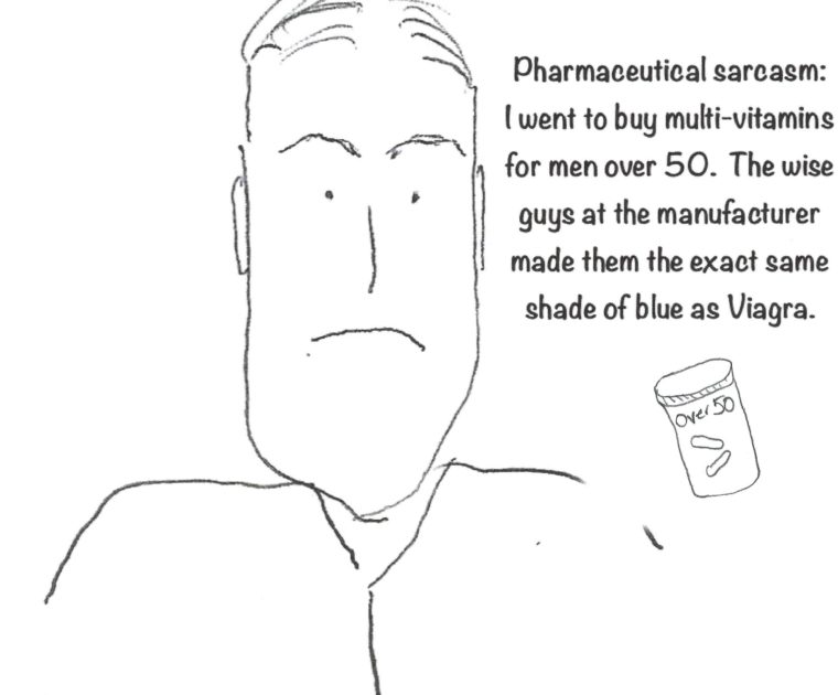 Cranky man talking about taking viagra