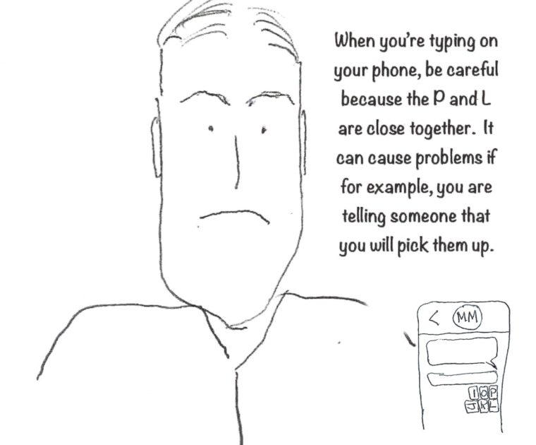 Cranky comic about a man confusing the letters P and L on his keyboard