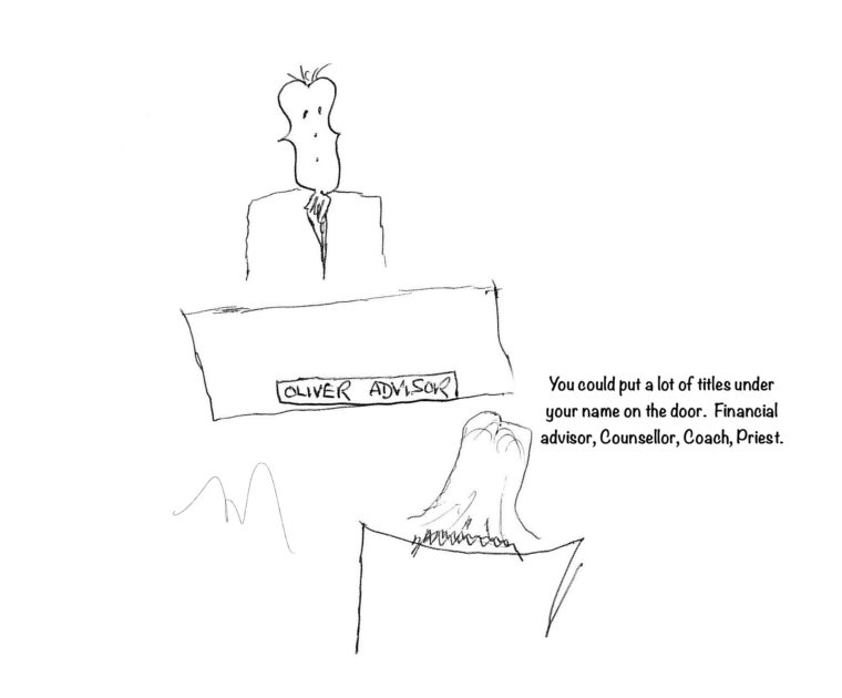 Woman telling a financial advisor that he's a good listener