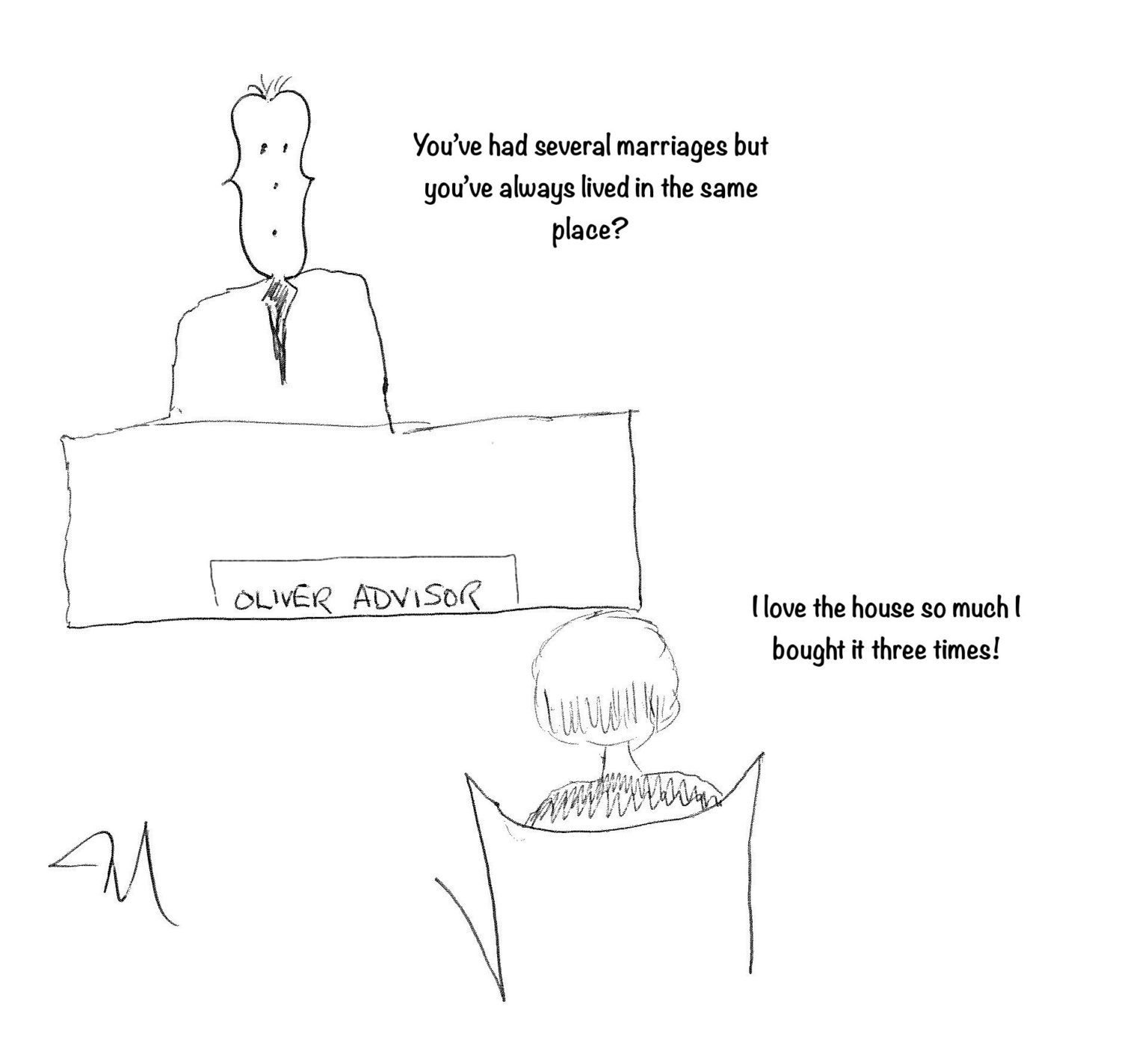 Women expressing to her financial advisor that she loves her home