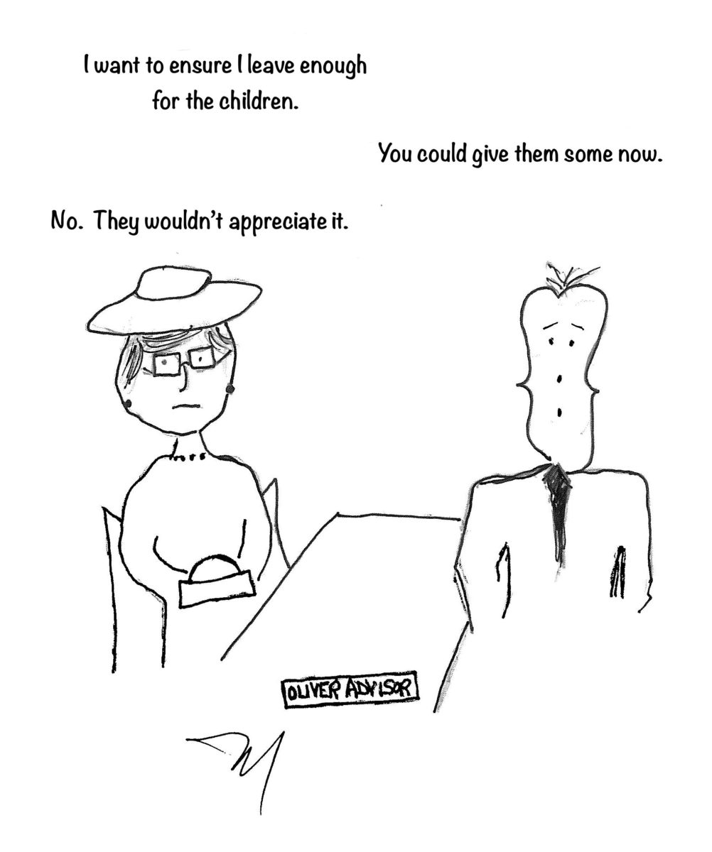 Women speaking to her financial advisor about putting aside money for her kids