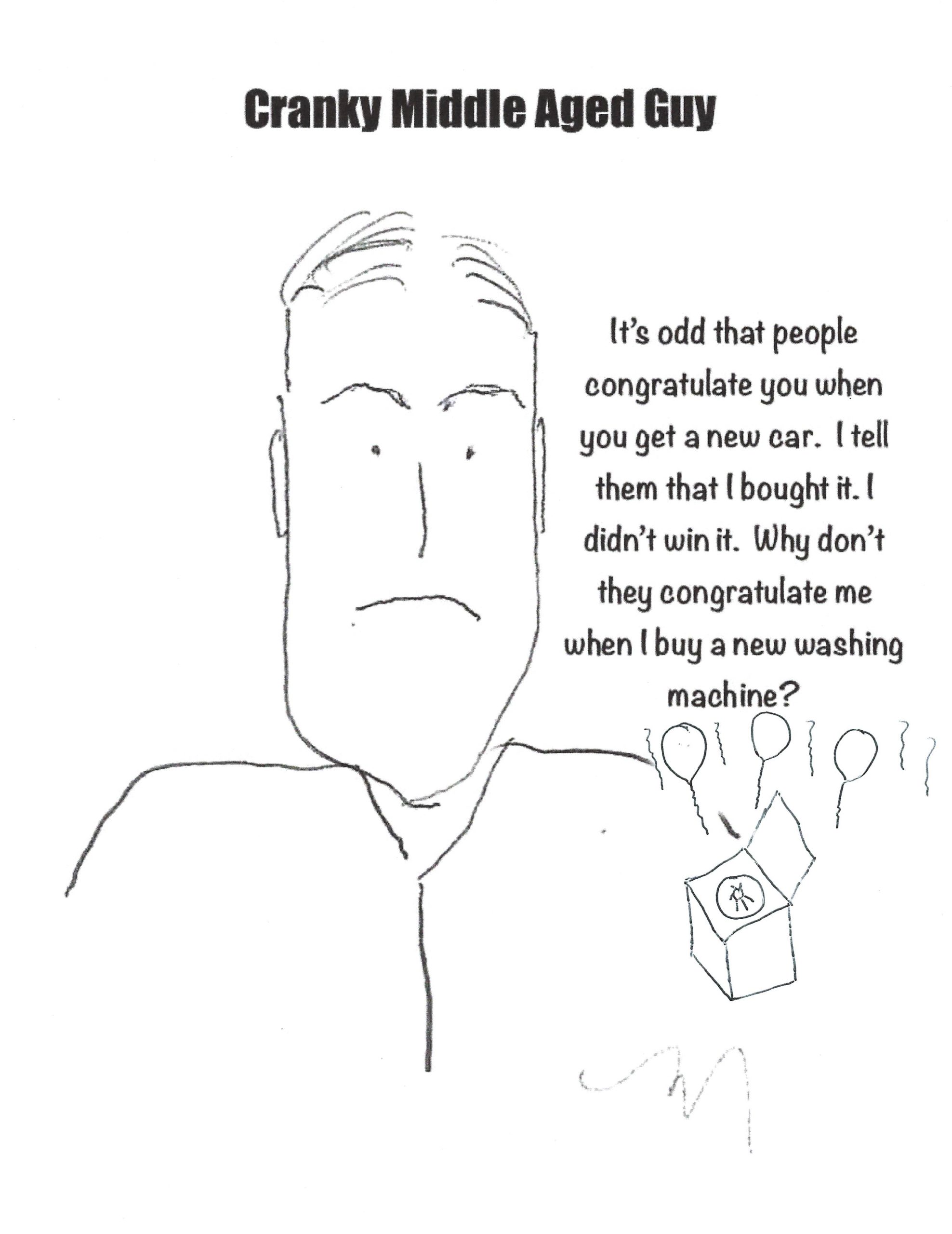 Comic speaking about the weirdness of people congratulating others when they get a new car that they purchased