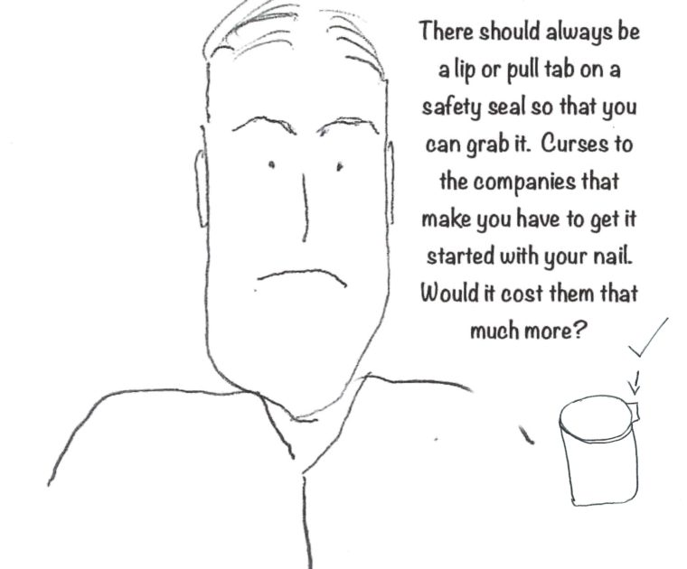 Comic that expresses the need for safety seals on cans