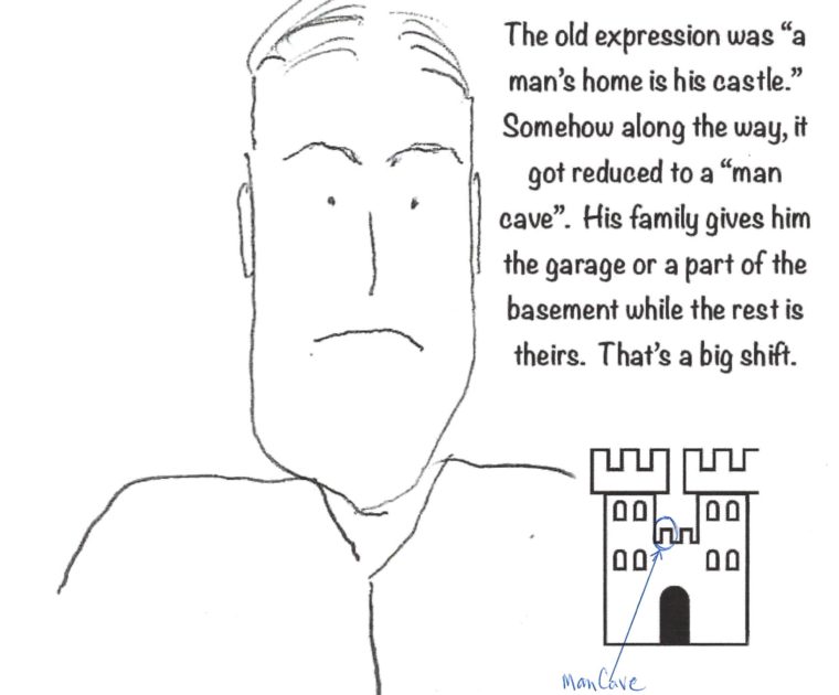 When a man's castle shrinks to become a man cave