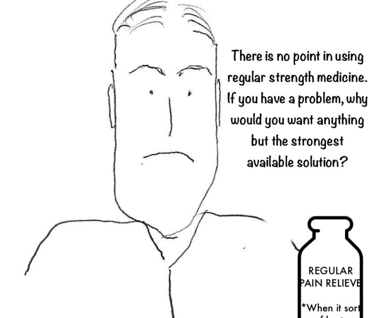 Man talking about getting extra strength tylenol to help with his pain