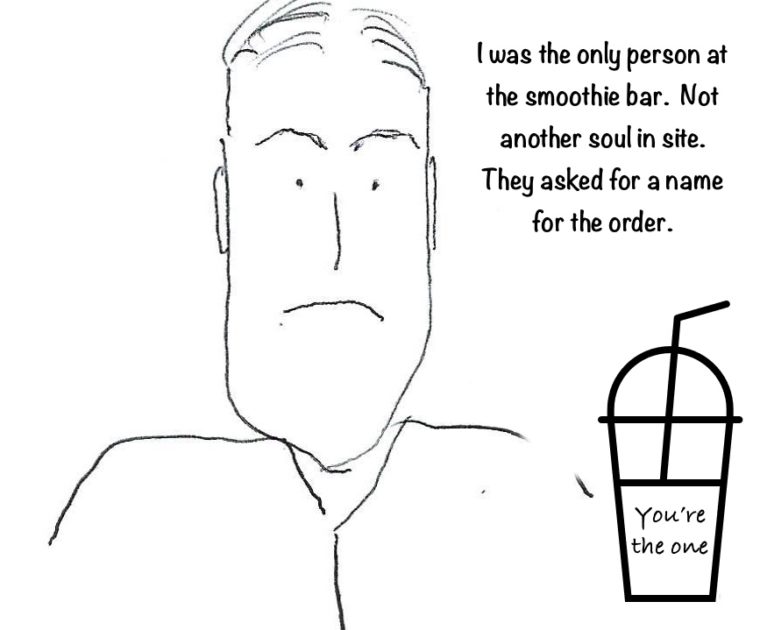 Smoothie barista asking for name for the smoothie