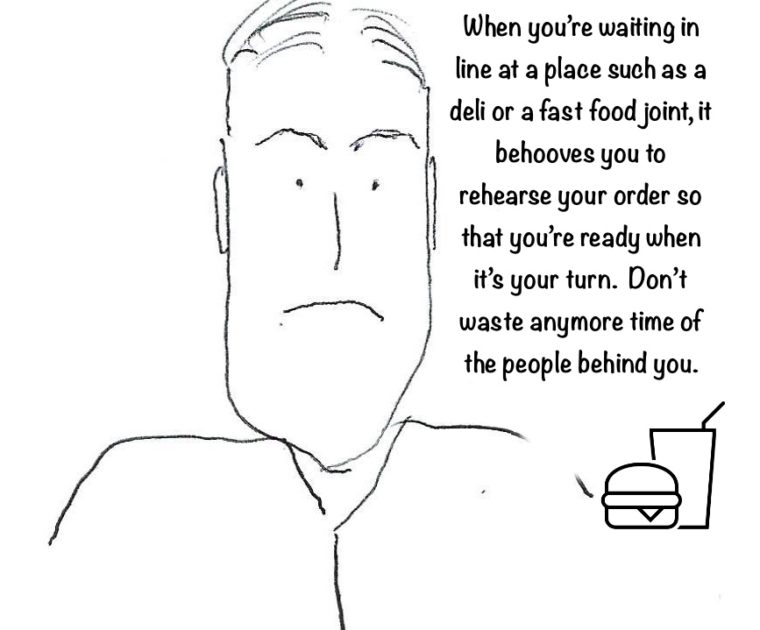 Cranky meme about people who don't know how to order efficiently